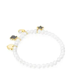 Pulsera de perlas, con baño de oro 18 kt sobre plata y diamantes Nocturne^TOUS Online