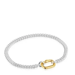 Pulsera de plata con anilla bicolor Hold Oval^TOUS Outlet