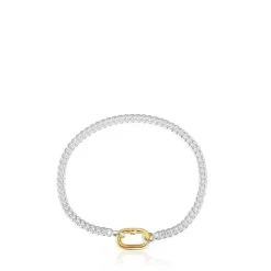 Pulsera de plata con anilla bicolor Hold Oval^TOUS Outlet