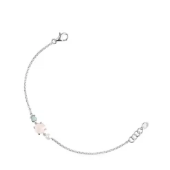 Pulsera de plata con cuarzo rosa, amazonita y perla Mini Color^TOUS Discount