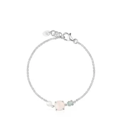 Pulsera de plata con cuarzo rosa, amazonita y perla Mini Color^TOUS Discount
