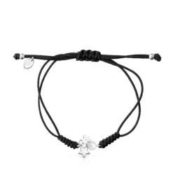Pulsera de plata con perla y cordón negro Nocturne^TOUS Outlet