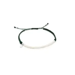 Pulsera de plata, perla cultivada y cordón en color verde Color^TOUS Discount