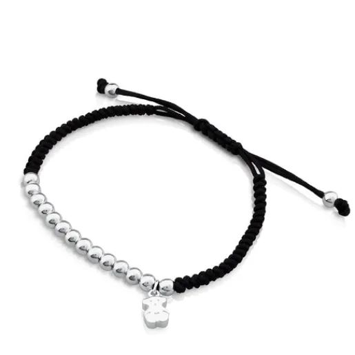 Pulsera de plata y cordón en color negro Hiper Micro^TOUS Outlet