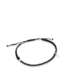 Pulsera de plata y cordón en color negro Color^TOUS Discount