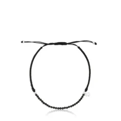 Pulsera de plata y cordón en color negro Color^TOUS Discount