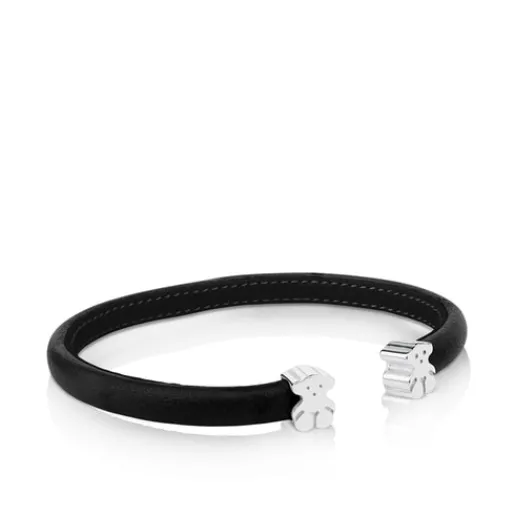 Pulsera de plata y cuero negro Sweet Dolls^TOUS Online