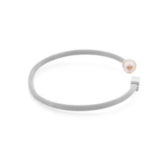 Pulsera de plata y perla cultivada de 0,7cm, Mesh^TOUS Clearance