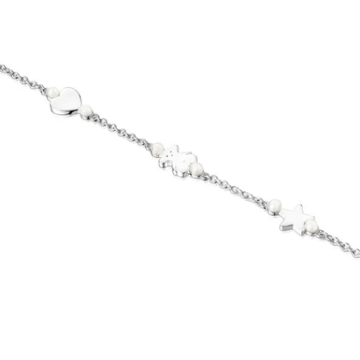 Pulsera de plata y perlas 17,5cm Real Sisy^TOUS Online