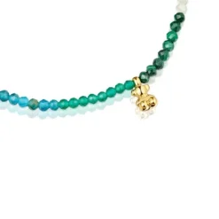 Pulsera elástica con baño de oro 18 kt sobre plata y gemas verdes Bold Bear^TOUS