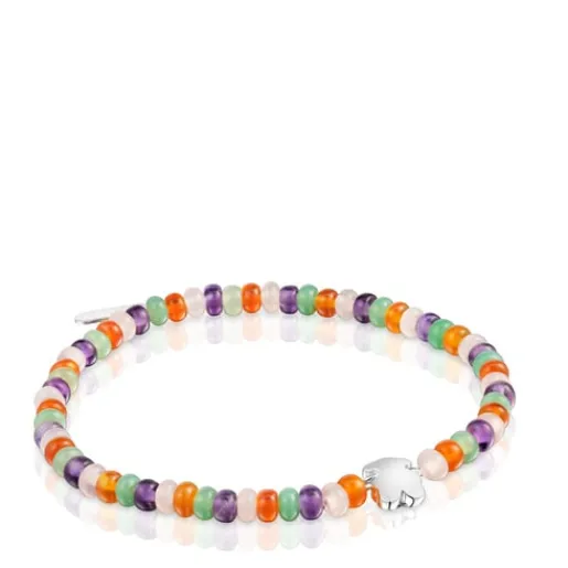 Pulsera elástica con gemas y motivo oso de plata Bold Motif^TOUS Outlet