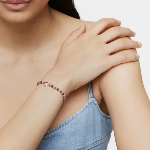 Pulsera elástica con gemas y motivo oso de plata Bold Motif^TOUS Outlet