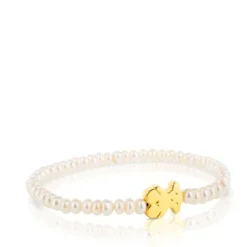 Pulsera elástica de oro y perlas cultivadas motivo oso de 1,15cm, Sweet Dolls^TOUS Sale