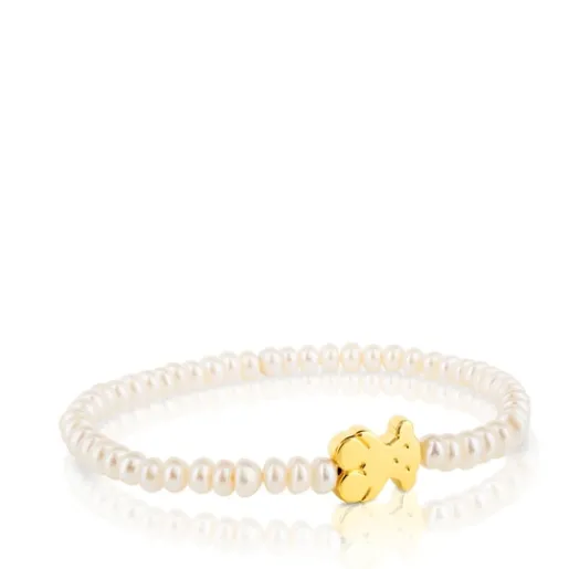 Pulsera elástica de oro y perlas cultivadas motivo oso de 1,15cm, Sweet Dolls^TOUS Sale