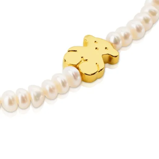 Pulsera elástica de oro y perlas cultivadas motivo oso de 1,15cm, Sweet Dolls^TOUS Sale