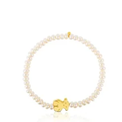 Pulsera elástica de oro y perlas cultivadas motivo oso de 1,15cm, Sweet Dolls^TOUS Sale