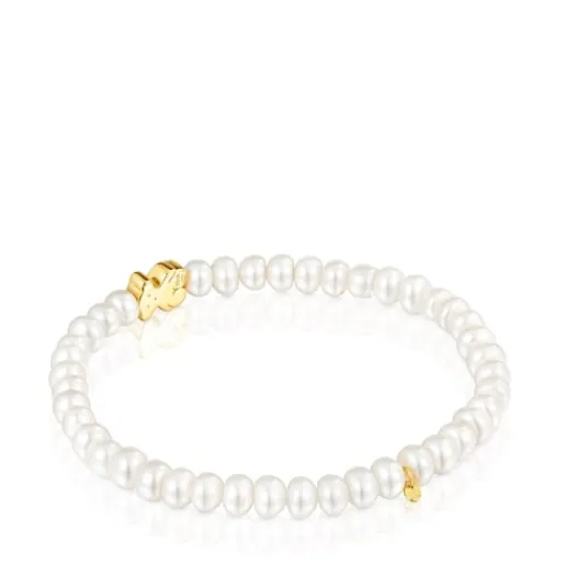 Pulsera elástica en oro amarillo y perlas cultivadas Sweet Dolls^TOUS Online