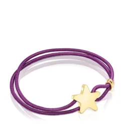 Pulsera elástica lila con estrella con baño de oro 18 kt sobre plata Sweet Dolls^TOUS Sale