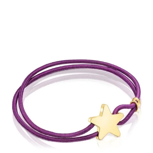 Pulsera elástica lila con estrella con baño de oro 18 kt sobre plata Sweet Dolls^TOUS Sale