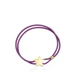 Pulsera elástica lila con estrella con baño de oro 18 kt sobre plata Sweet Dolls^TOUS Sale