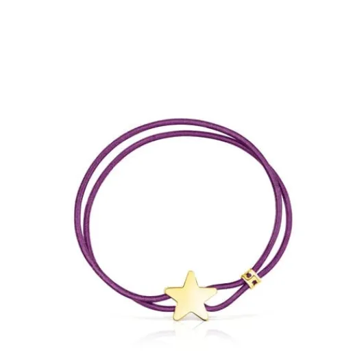 Pulsera elástica lila con estrella con baño de oro 18 kt sobre plata Sweet Dolls^TOUS Sale
