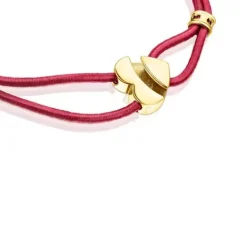 Pulsera elástica roja con corazón con baño de oro 18 kt sobre plata Sweet Dolls^TOUS Online