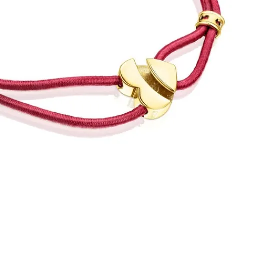Pulsera elástica roja con corazón con baño de oro 18 kt sobre plata Sweet Dolls^TOUS Online