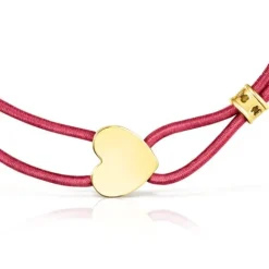 Pulsera elástica roja con corazón con baño de oro 18 kt sobre plata Sweet Dolls^TOUS Online