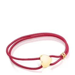 Pulsera elástica roja con corazón con baño de oro 18 kt sobre plata Sweet Dolls^TOUS Online