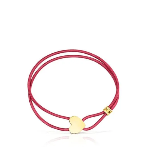 Pulsera elástica roja con corazón con baño de oro 18 kt sobre plata Sweet Dolls^TOUS Online