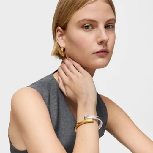 Pulsera esclava bicolor ancha con motivos oso y corazón 1950^TOUS
