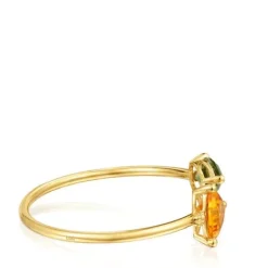 Pulsera esclava con baño de oro 18 kt sobre plata, citrino y espinela verde creada en laboratorio Color LGG^TOUS Best