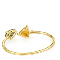 Pulsera esclava con baño de oro 18 kt sobre plata, citrino y espinela verde creada en laboratorio Color LGG^TOUS Best