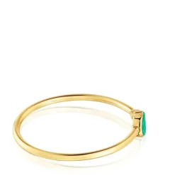 Pulsera esclava con baño de oro 18 kt sobre plata y motivo en color verde MANIFESTO^TOUS Clearance