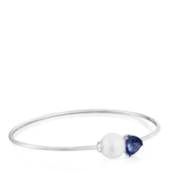 Pulsera esclava de oro blanco, iolita y perla cultivada Ivette^TOUS Online