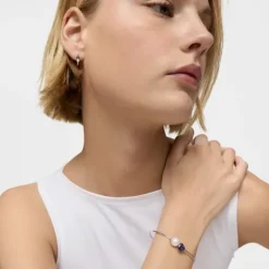 Pulsera esclava de oro blanco, iolita y perla cultivada Ivette^TOUS Online