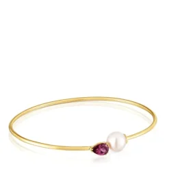 Pulsera esclava de oro, rodolita y perla cultivada Ivette^TOUS New