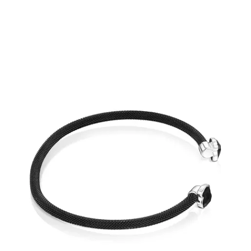 Pulsera estrecha de acero IP negro y ónix Mesh Color^TOUS Hot