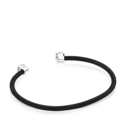 Pulsera estrecha de acero IP negro y ónix Mesh Color^TOUS Hot