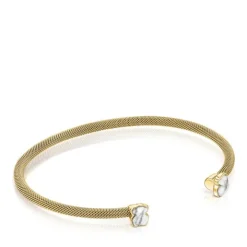 Pulsera estrecha de acero IP dorado y howlita Mesh Color^TOUS Hot