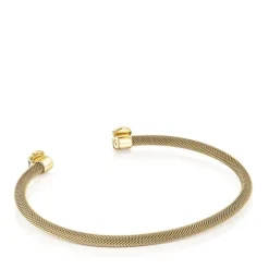 Pulsera estrecha de acero IP dorado y howlita Mesh Color^TOUS Hot