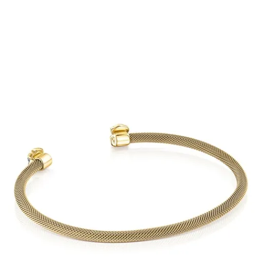 Pulsera estrecha de acero IP dorado y howlita Mesh Color^TOUS Hot