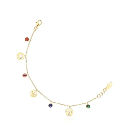 Pulsera medallas y gemas con baño de oro 18 kt sobre plata Tamara Falcó X^TOUS