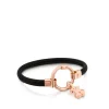 Pulsera mediana con baño de oro rosa 18 kt sobre plata y acero IP negro Hold^TOUS Hot