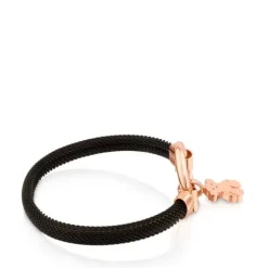 Pulsera mediana con baño de oro rosa 18 kt sobre plata y acero IP negro Hold^TOUS Hot