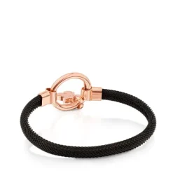 Pulsera mediana con baño de oro rosa 18 kt sobre plata y acero IP negro Hold^TOUS Hot