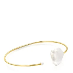 Pulsera pétalo con baño de oro 18 kt sobre plata y perlas Nenufar^TOUS Outlet