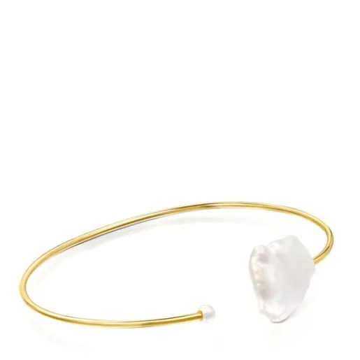 Pulsera pétalo con baño de oro 18 kt sobre plata y perlas Nenufar^TOUS Outlet