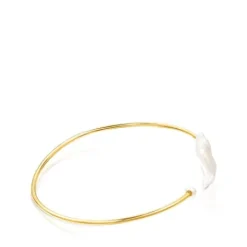 Pulsera pétalo con baño de oro 18 kt sobre plata y perlas Nenufar^TOUS Outlet