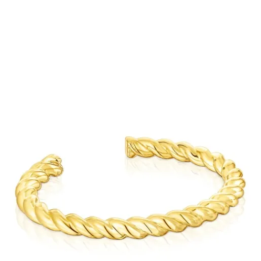 Pulsera rígida con baño de oro 18 kt sobre plata Twisted^TOUS Outlet